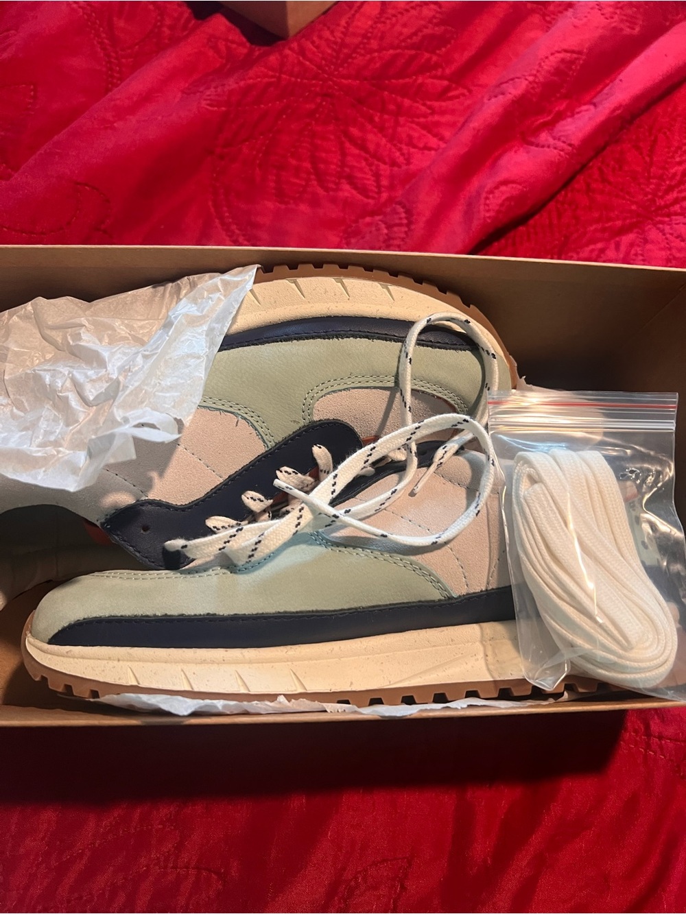 NWT Madewell Casual Colorblock Sneakers in Mint, Navy & Orange - Picture 3 of 6